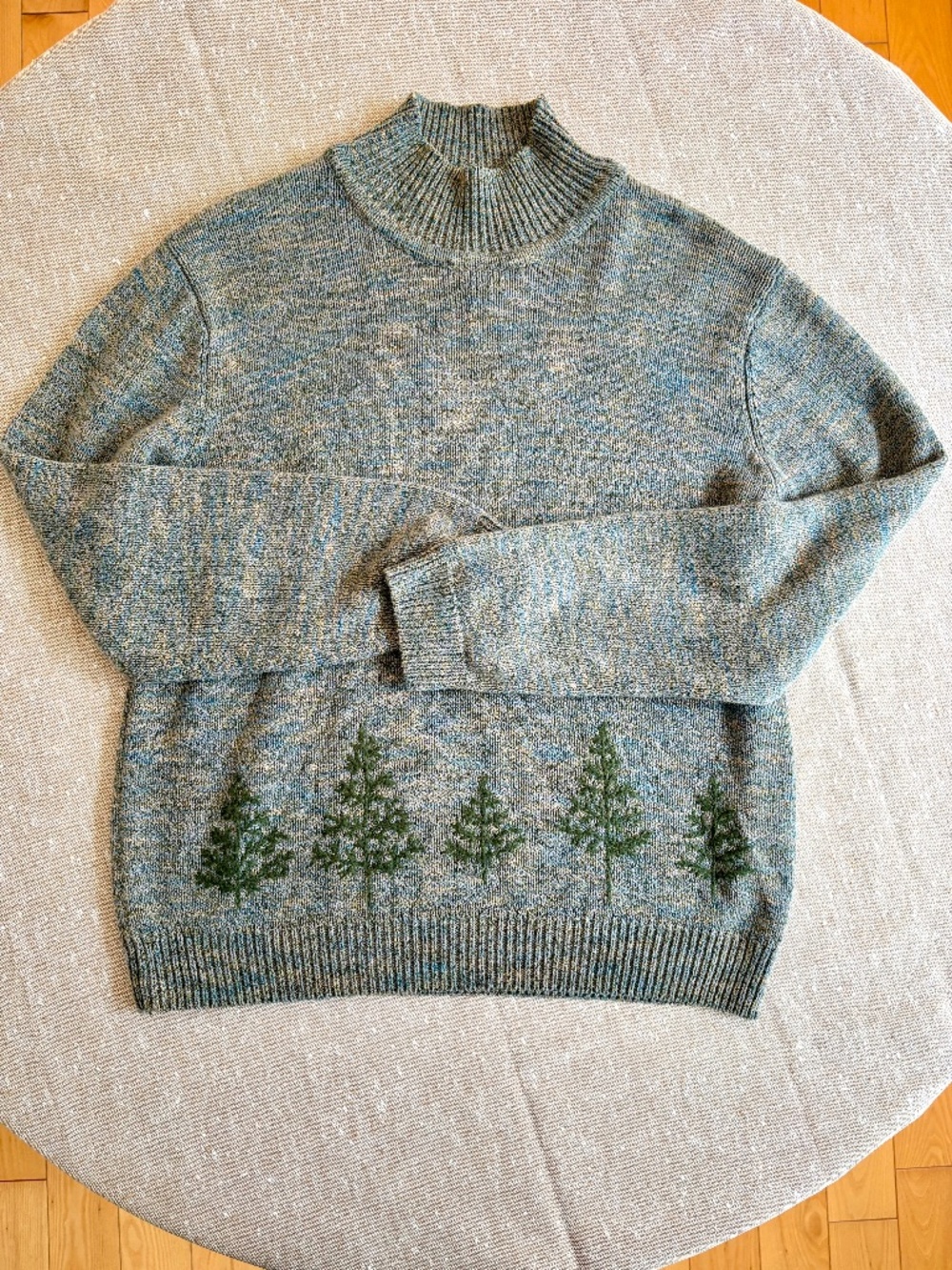 VTG Tabi International Embroidered Pine Tree Mock Neck Cozy Sweater Sz M